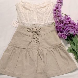 NWT Free People Lace Up Denim Mini Skirt